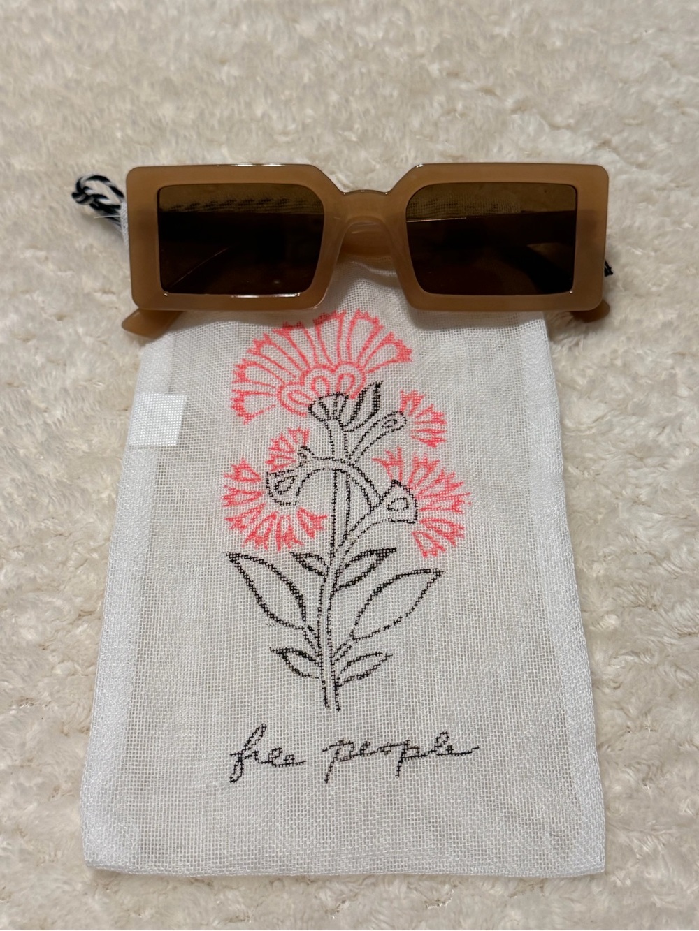 Free People Tan Rectangular Sunglasses